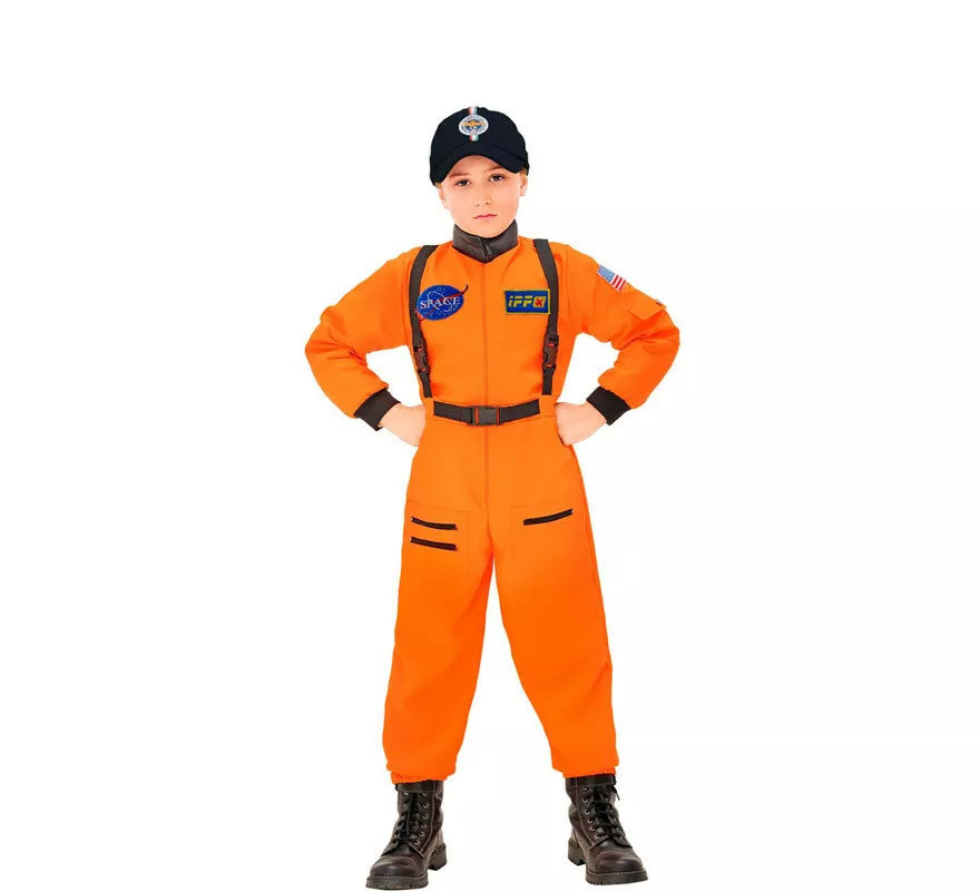 Translation missing: es.Disfraz de Astronauta Naranja con Insignia para niño