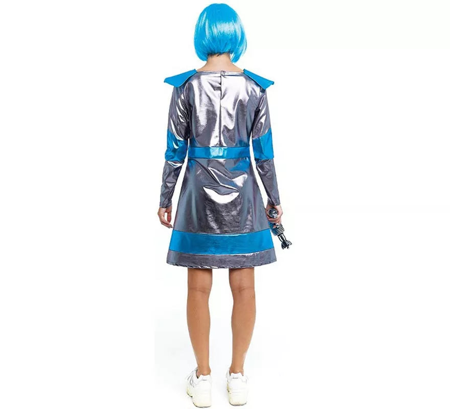 Translation missing: it.Disfraz de Astronauta plateado oscuro y azul para mujer