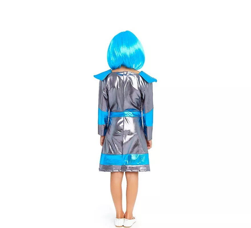 Translation missing: es.Disfraz de Astronauta plateado oscuro y azul para niña