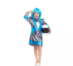 Costume da astronauta argento scuro e blu per bambina