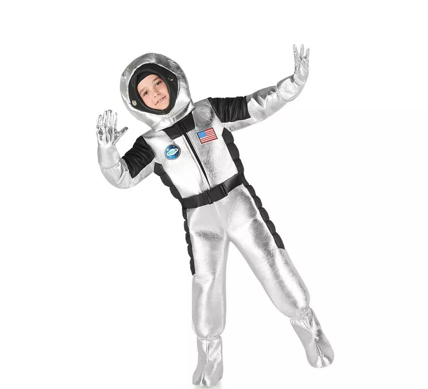 Translation missing: es.Disfraz de Astronauta US plateado para niño