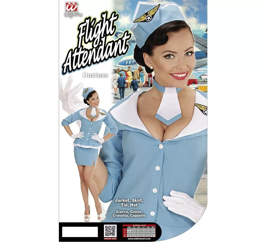 Translation missing: it.Disfraz de Azafata azul con corbata para mujer