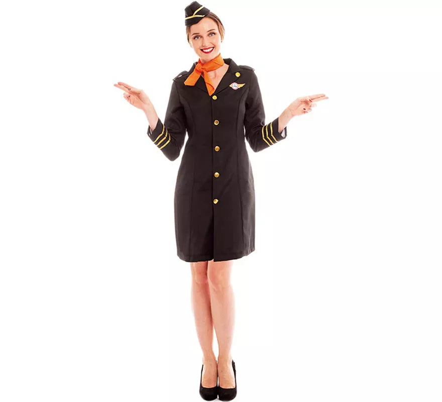 Disfraz de Azafata de Vuelo Elegante con Gorro para mujer
