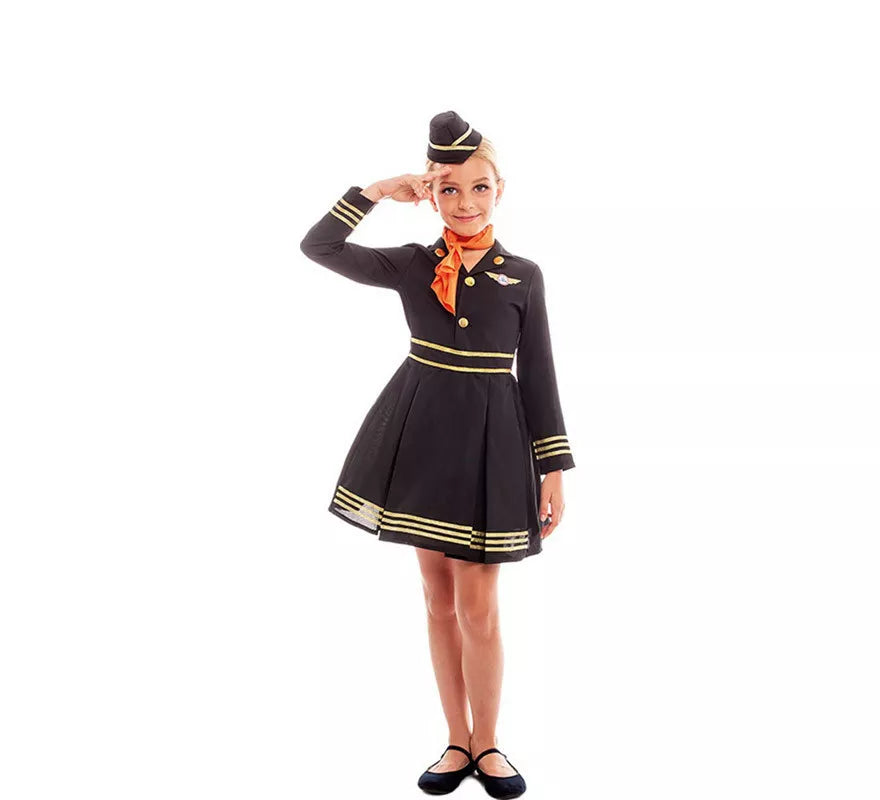 Translation missing: it.Disfraz de Azafata de Vuelo Elegante con Gorro para niña