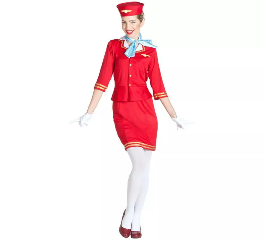 Translation missing: es.Disfraz de Azafata de Vuelo Roja para mujer
