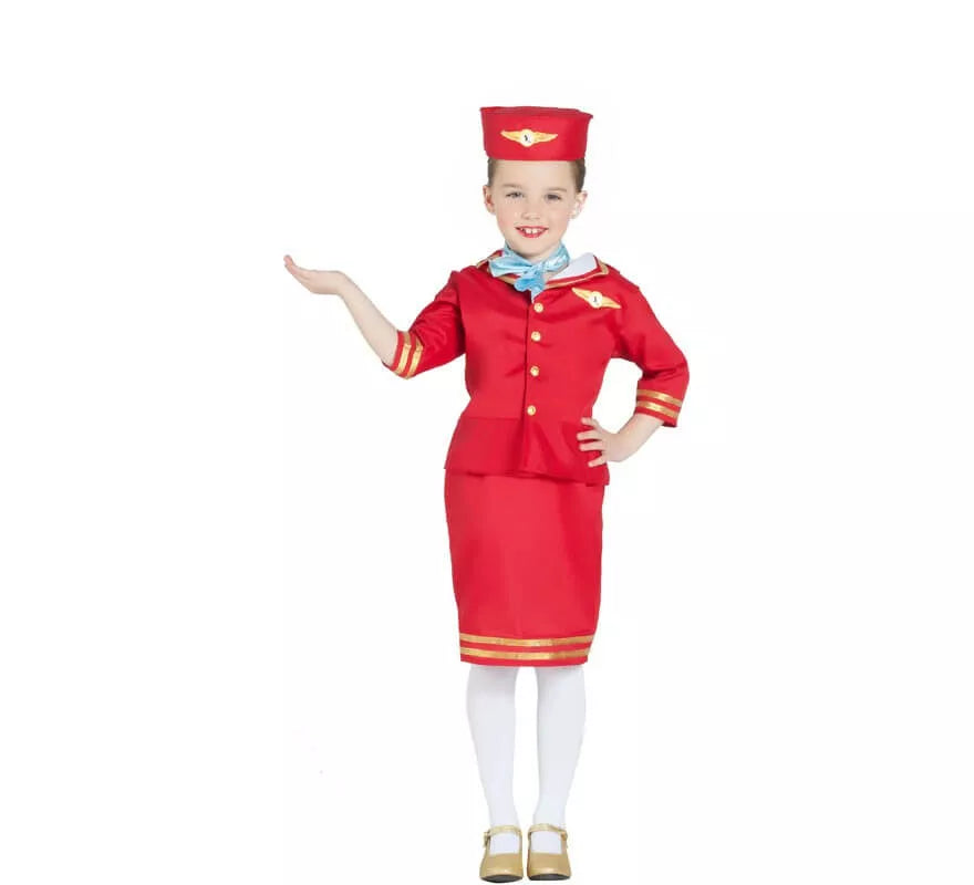 Translation missing: it.Disfraz de Azafata de Vuelo Roja para niña