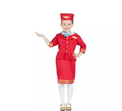 Costume da hostess di volo rosso per bambina