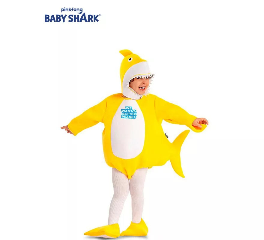 Translation missing: es.Disfraz de Baby Shark amarillo con capucha para bebé y niños