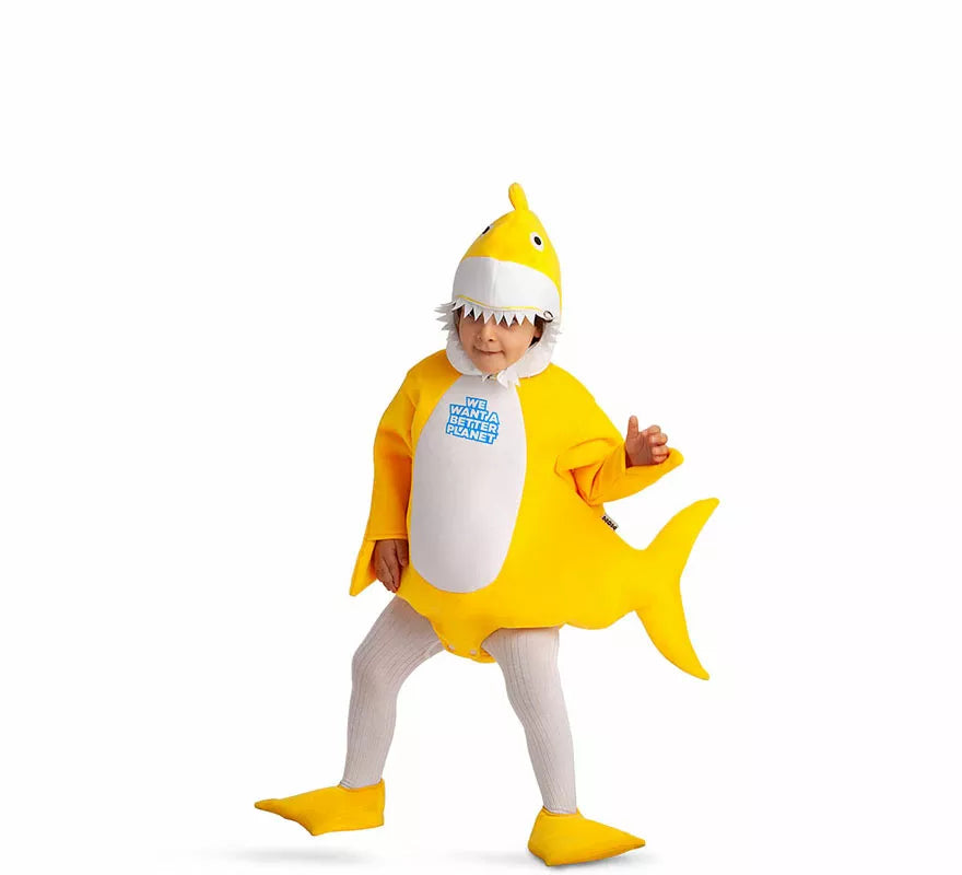 Translation missing: es.Disfraz de Baby Shark amarillo con capucha para bebé y niños