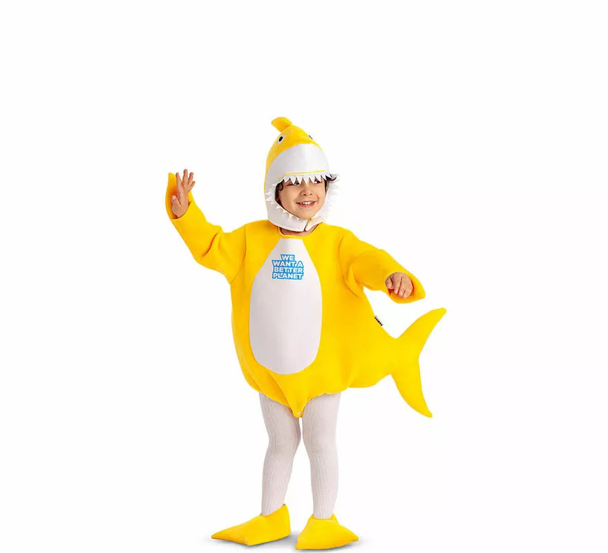 Disfraz de Baby Shark amarillo con capucha para bebé y niños