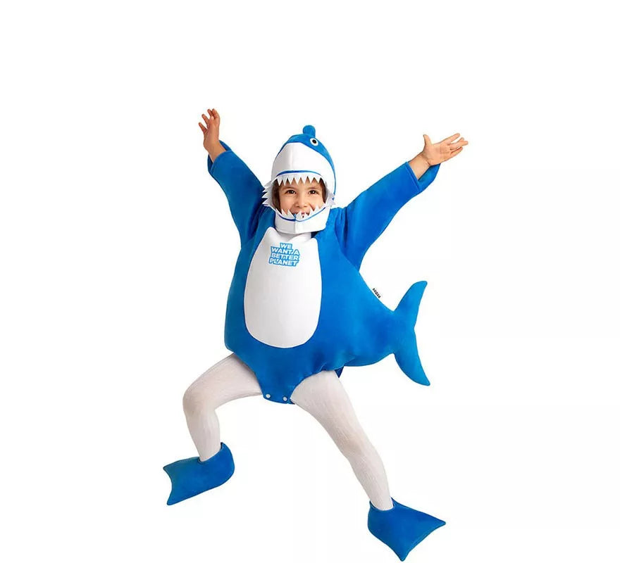 Translation missing: it.Disfraz de Baby Shark azul con capucha para bebé y niños
