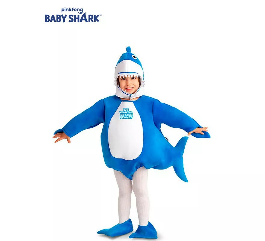 Translation missing: es.Disfraz de Baby Shark azul con capucha para bebé y niños