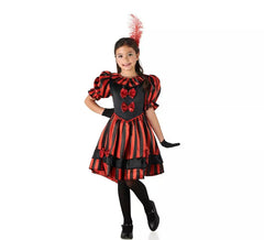 Costume rosso e nero da ballerina di Can Can per bambina