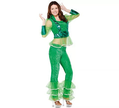 Costume da discoteca verde per una donna