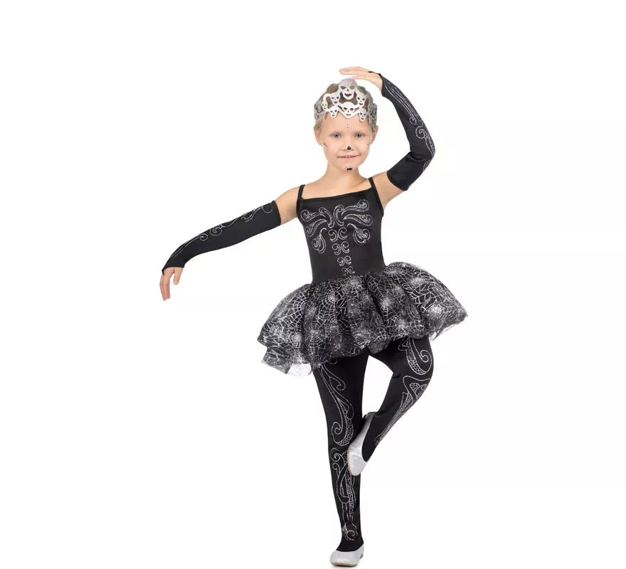 Translation missing: it.Disfraz de Bailarina Esqueleto con tiara para niña