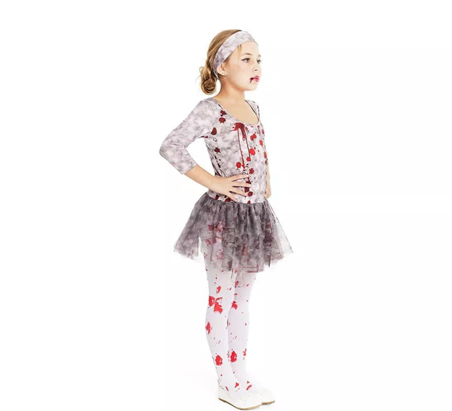 Disfraz de Bailarina Zombie gris con tocado para niña y adolescente