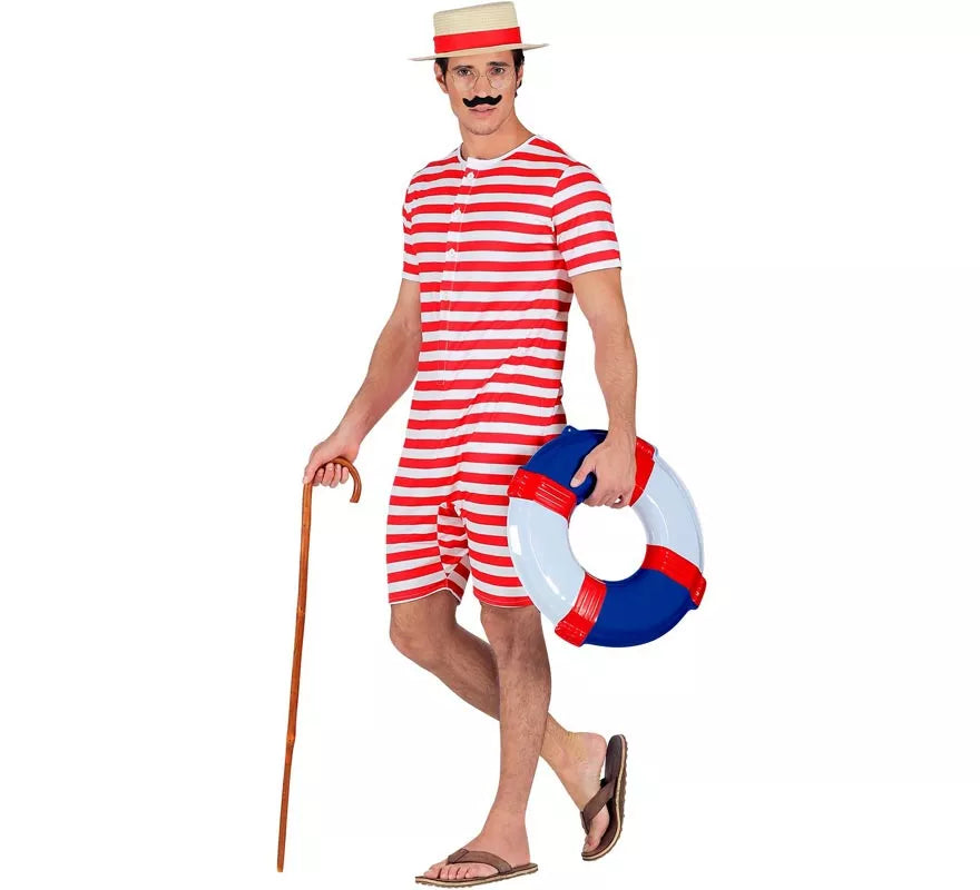 Translation missing: it.Disfraz de Bañador Estilo Retro años 50 rojo para hombre