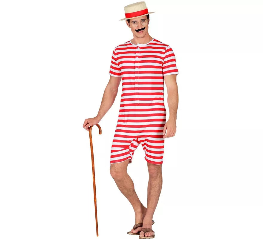 Translation missing: it.Disfraz de Bañador Estilo Retro años 50 rojo para hombre