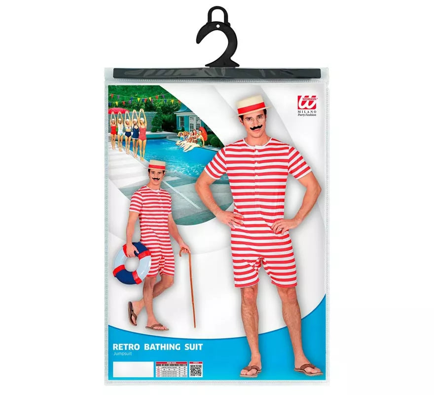 Translation missing: it.Disfraz de Bañador Estilo Retro años 50 rojo para hombre