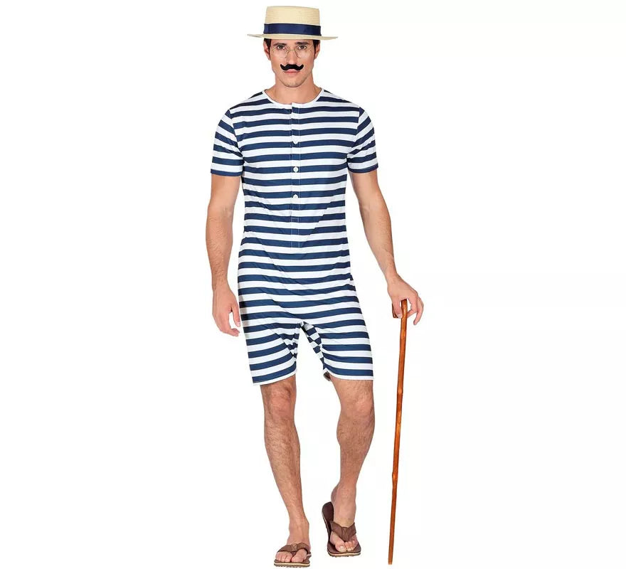 Disfraz de Bañador Retro años 50 azul para hombre