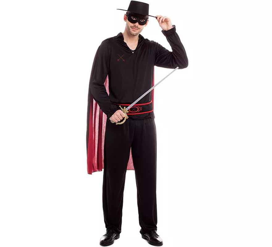 Translation missing: it.Disfraz de Bandido Z negro con capa para hombre