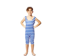 Costume da bagnante retrò blu degli anni '20 per ragazzo