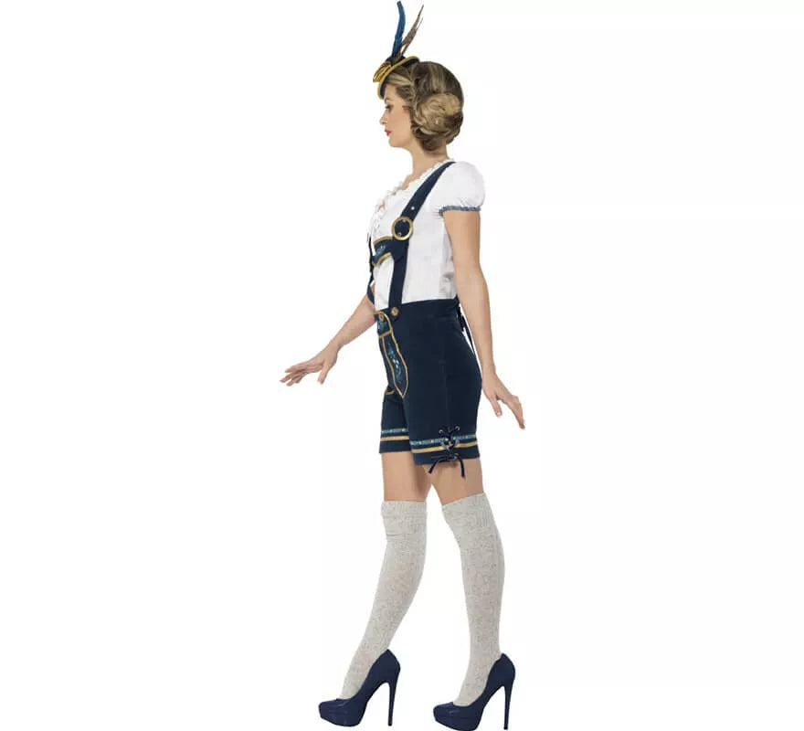 Disfraz de Bávara Azul con Lederhosen para mujer