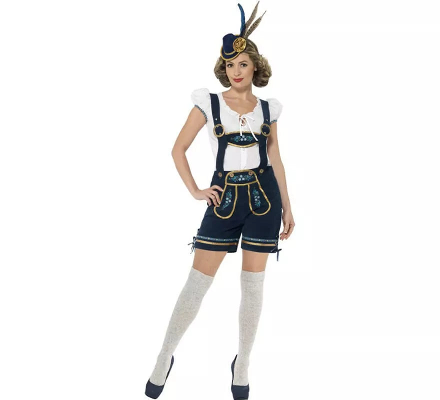 Translation missing: it.Disfraz de Bávara Azul con Lederhosen para mujer