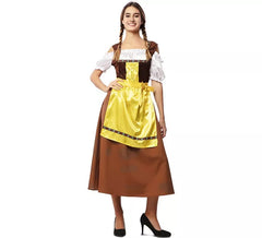 Costume classico bavarese marrone e giallo per donna