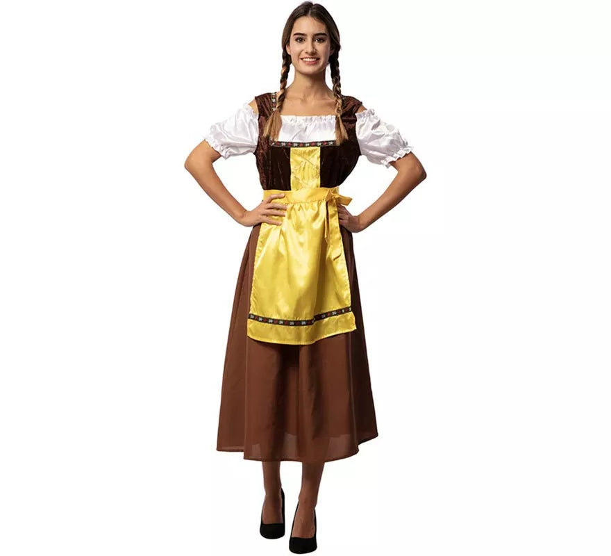 Disfraz de Bávara clásica marrón y amarillo para mujer