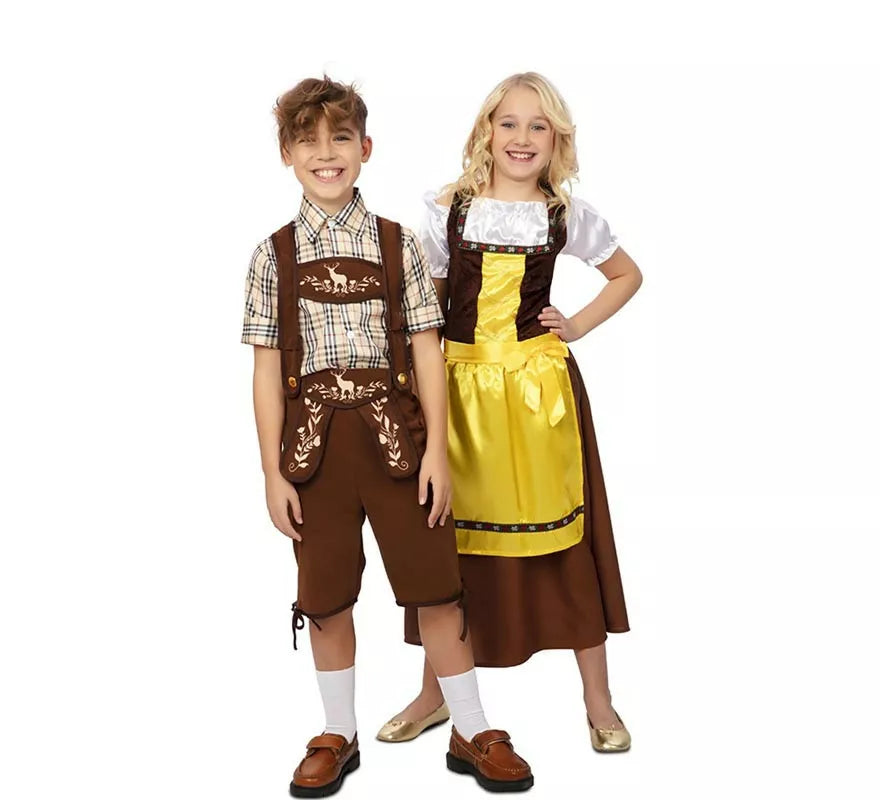Translation missing: es.Disfraz de Bávara clásica marrón y amarillo para niña