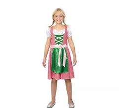 Costume bavarese vestito rosa e verde per bambina