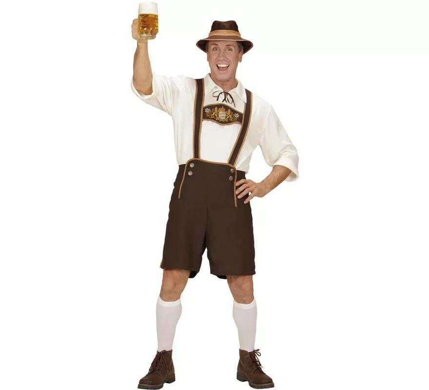 Translation missing: it.Disfraz de Bávaro blanco y marrón con sombrero para hombre