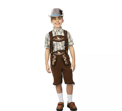 Classico costume bavarese a righe marroni per bambino