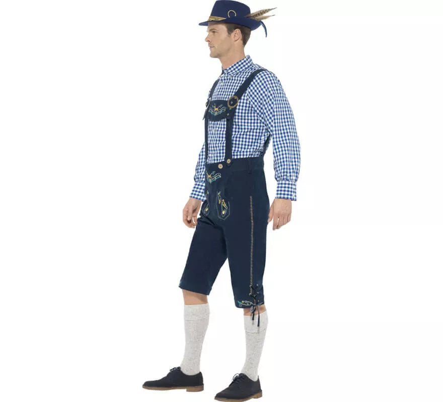 Translation missing: es.Disfraz de Bávaro Tradicional Azul con Lederhosen para hombre