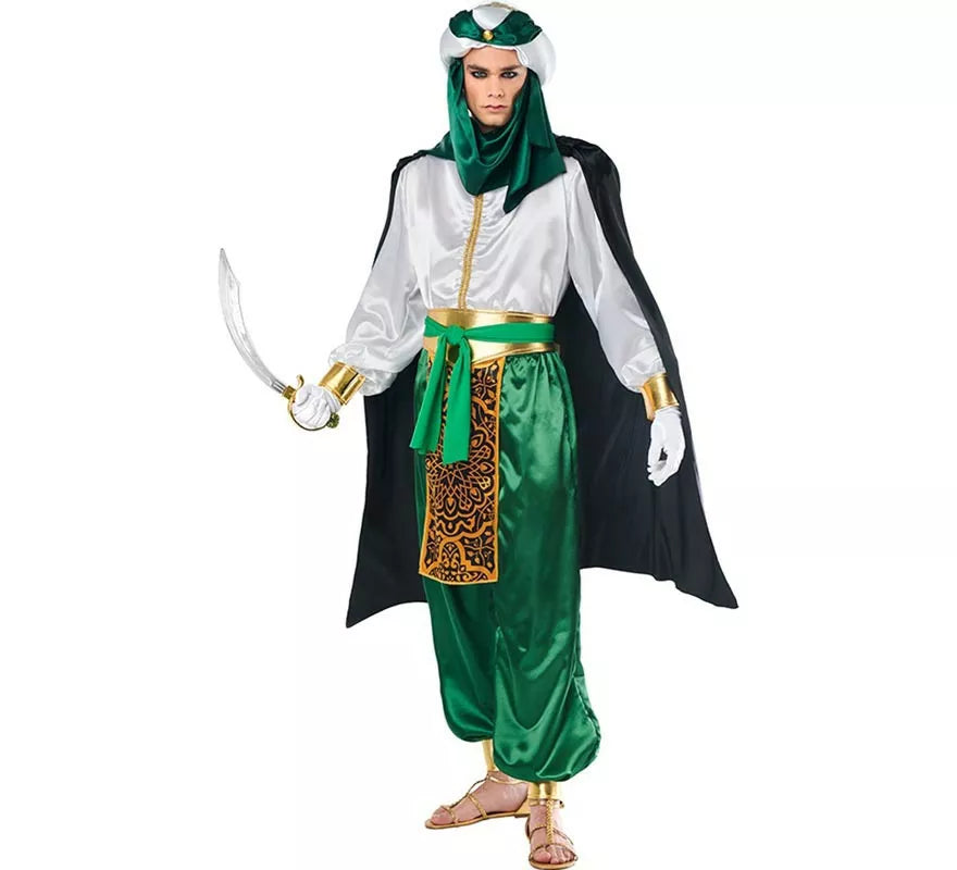 Translation missing: it.Disfraz de Beduino elegante verde y blanco para hombre