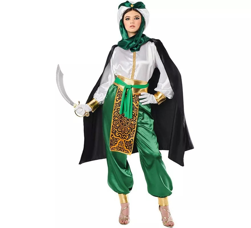 Translation missing: it.Disfraz de Beduino elegante verde y blanco para mujer