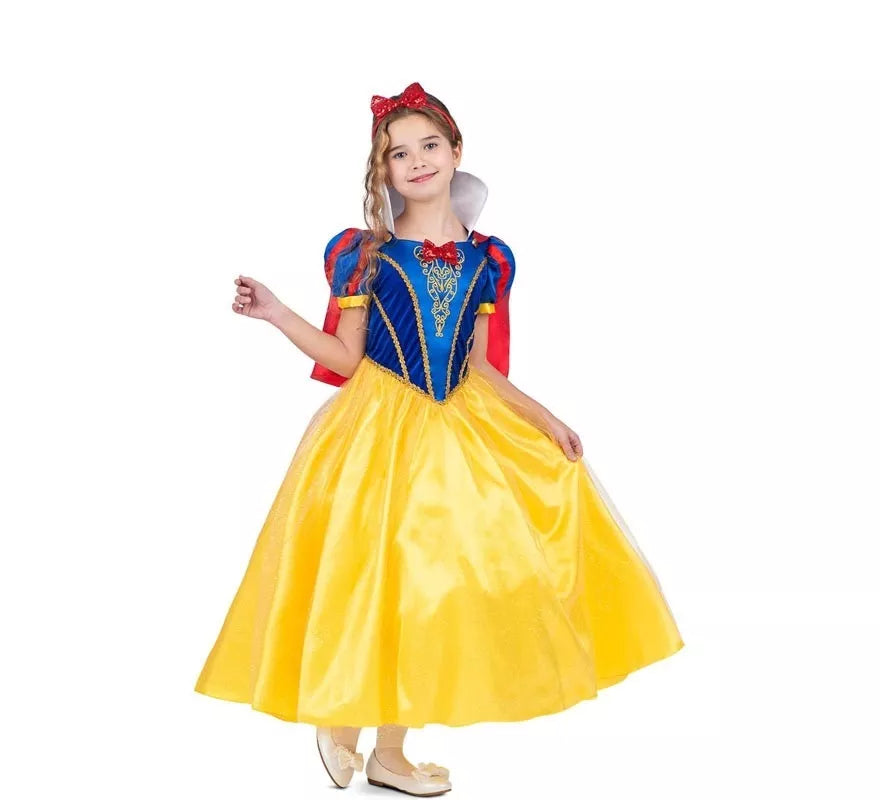 Disfraz de Blancanieves con diadema y capa para niña