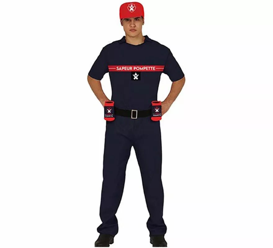 Translation missing: es.Disfraz de Bombero con Portabebidas para hombre