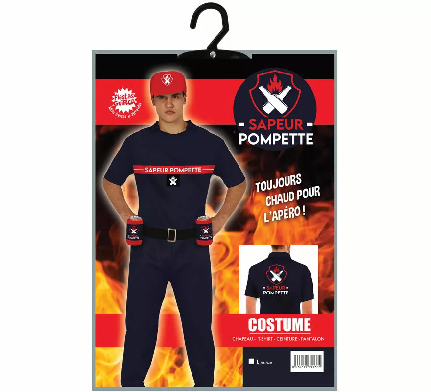 Translation missing: es.Disfraz de Bombero con Portabebidas para hombre