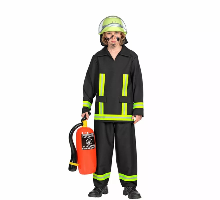 Translation missing: it.Disfraz de Bombero negro y amarillo para niño