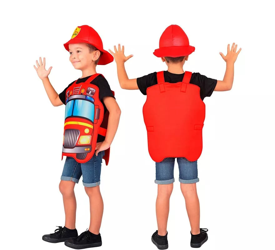 Translation missing: it.Disfraz de Bombero rojo con gorro para niños