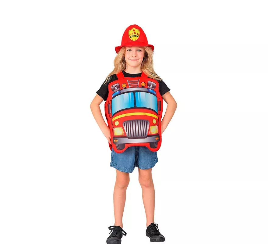 Translation missing: it.Disfraz de Bombero rojo con gorro para niños