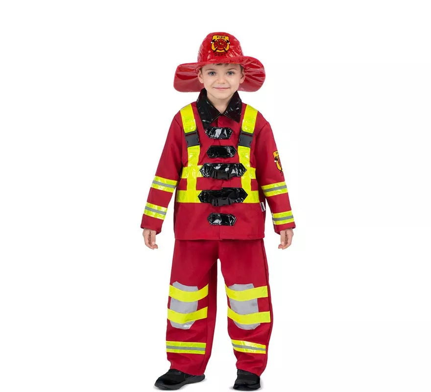 Translation missing: it.Disfraz de Bombero rojo y amarillo con casco para niños