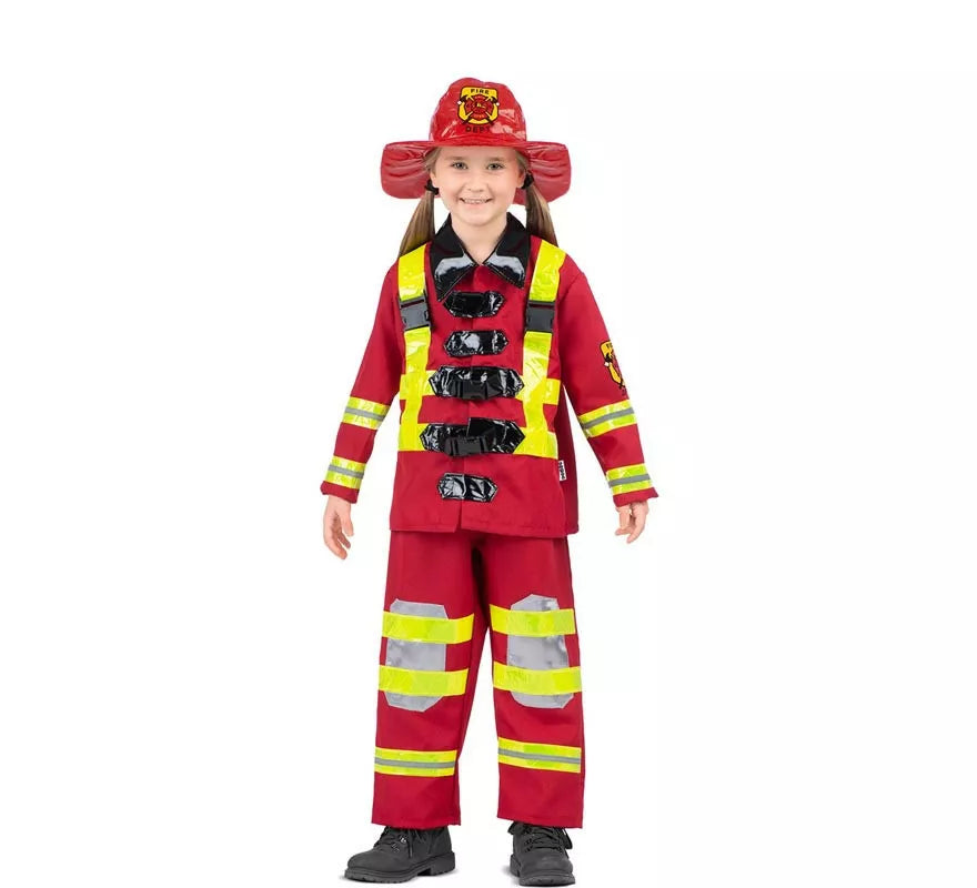 Translation missing: it.Disfraz de Bombero rojo y amarillo con casco para niños