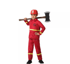 Costume da pompiere rosso e giallo per bambino