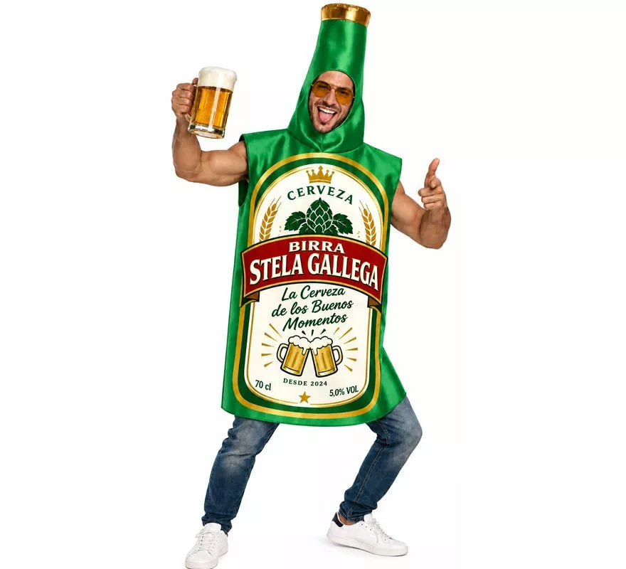 Translation missing: it.Disfraz de Botellín de Cerveza verde para adultos