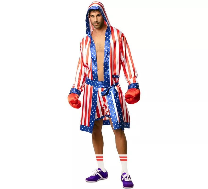 Disfraz de Boxeador Profesional USA con cinturón para hombre