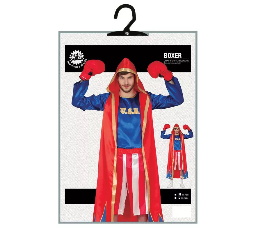 Disfraz de Boxeador Rojo y Azul para hombre