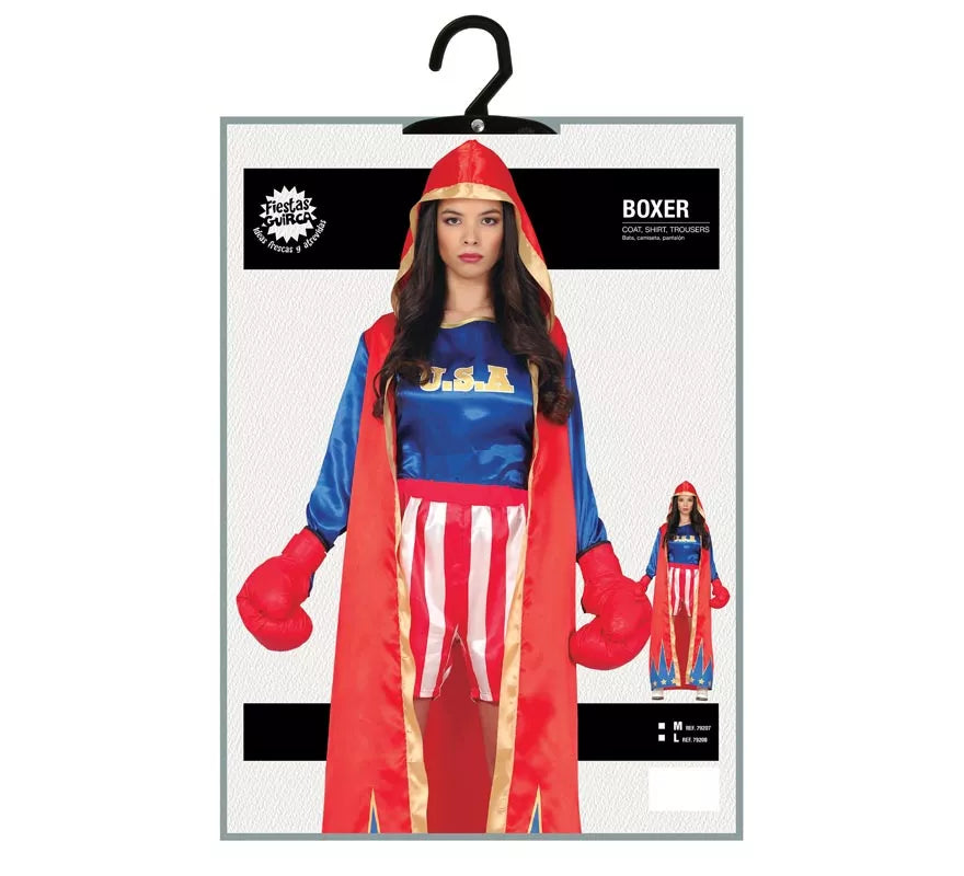 Disfraz de Boxeadora Azul y Rojo para mujer